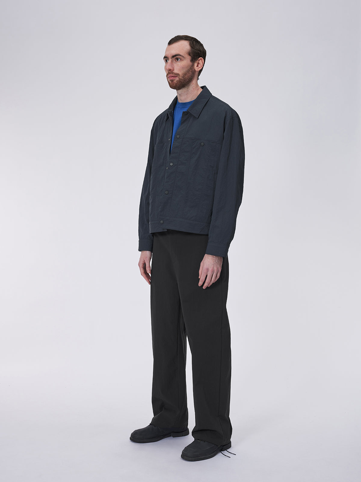 Short Wide Wrinkled Nylon Jacket