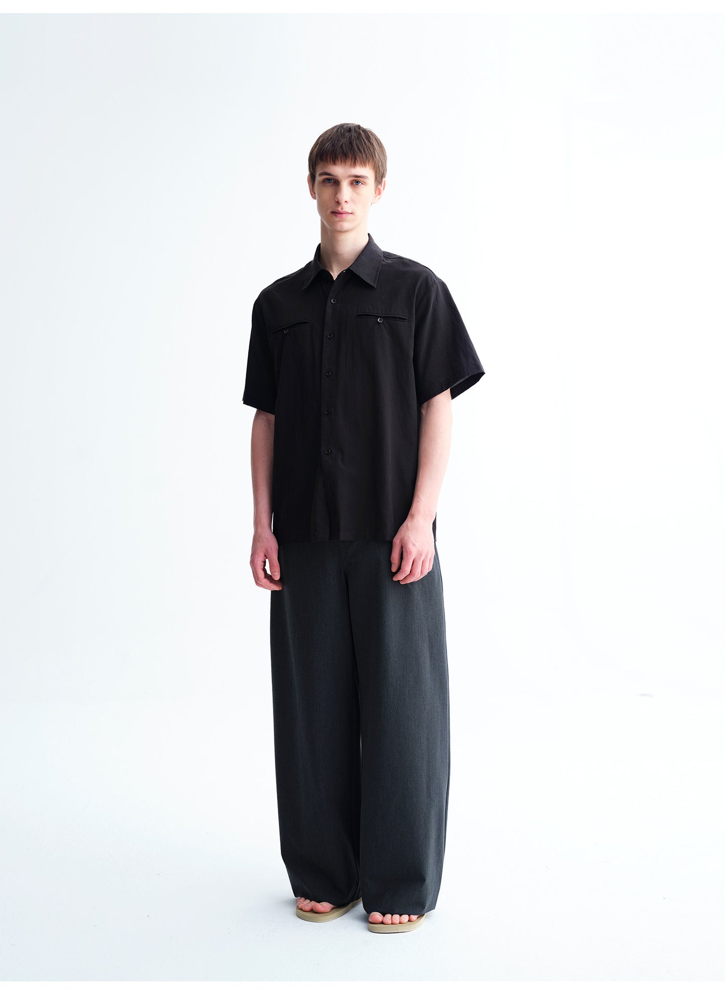 Double-Button Wide-Leg Pants