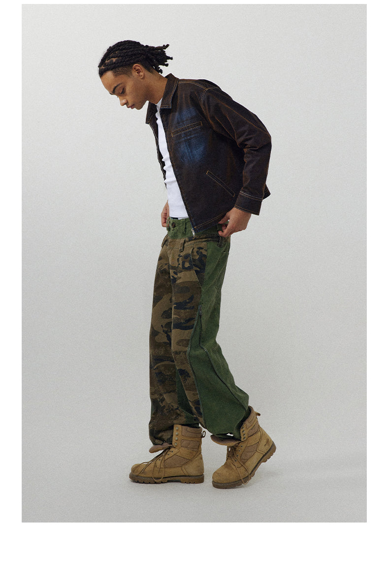 Low-rise camouflage casual pants