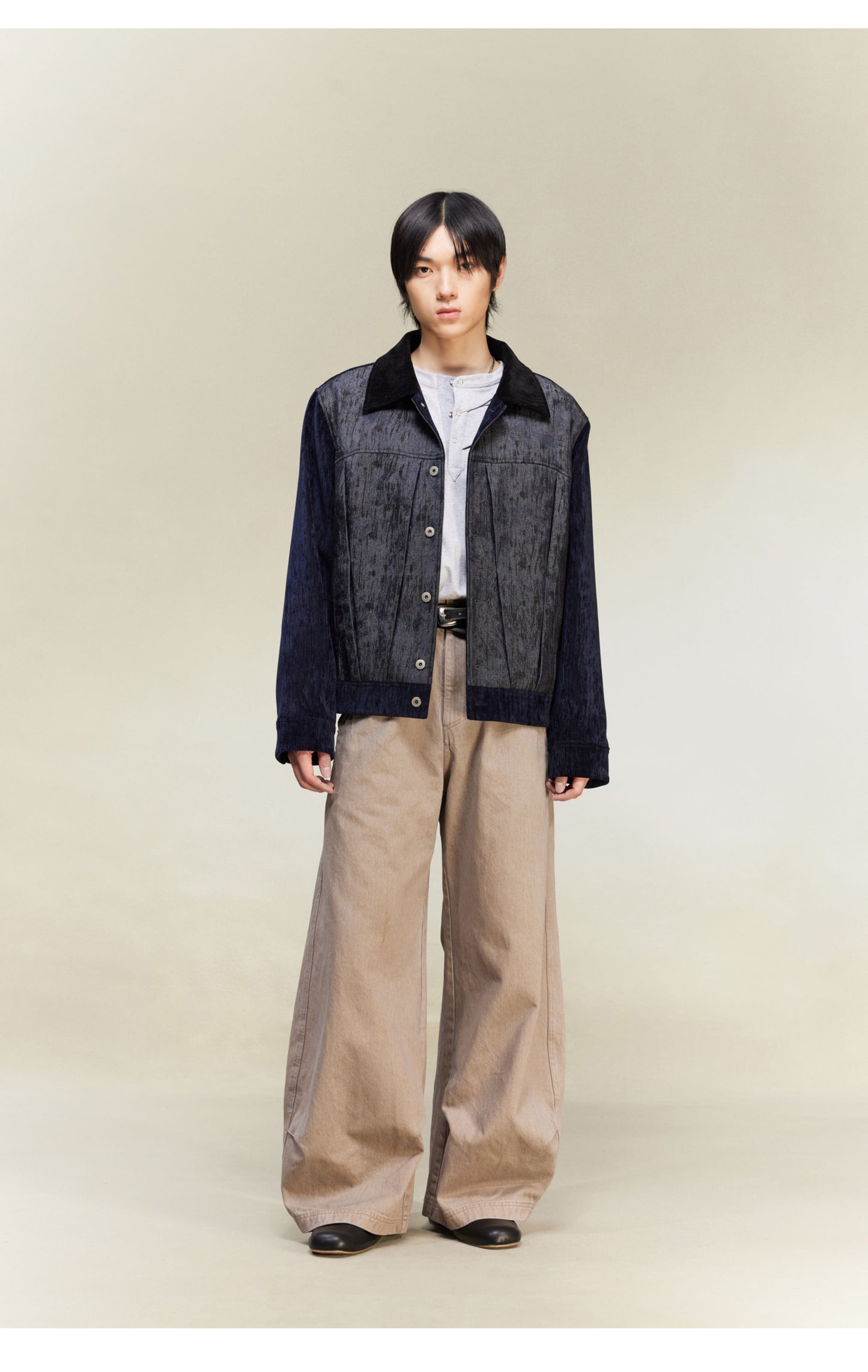 Multicolor Scimitar Pleated Denim Pants