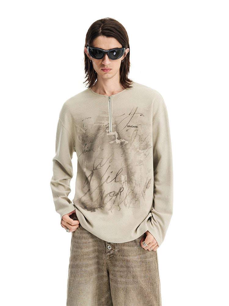 Amber Print  Henley Neck Shirt