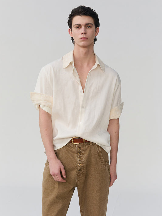 Shirt with Floral Patchwork Cuffs