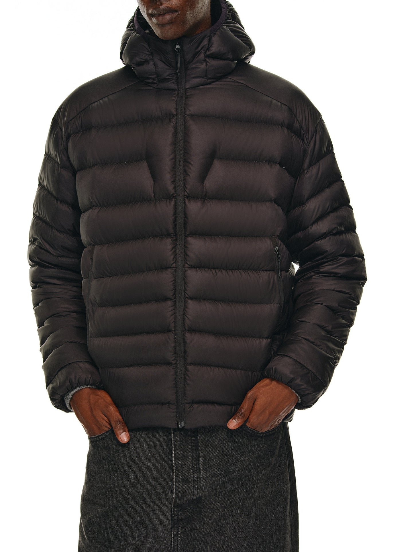 Rib Hooded Down Jacket