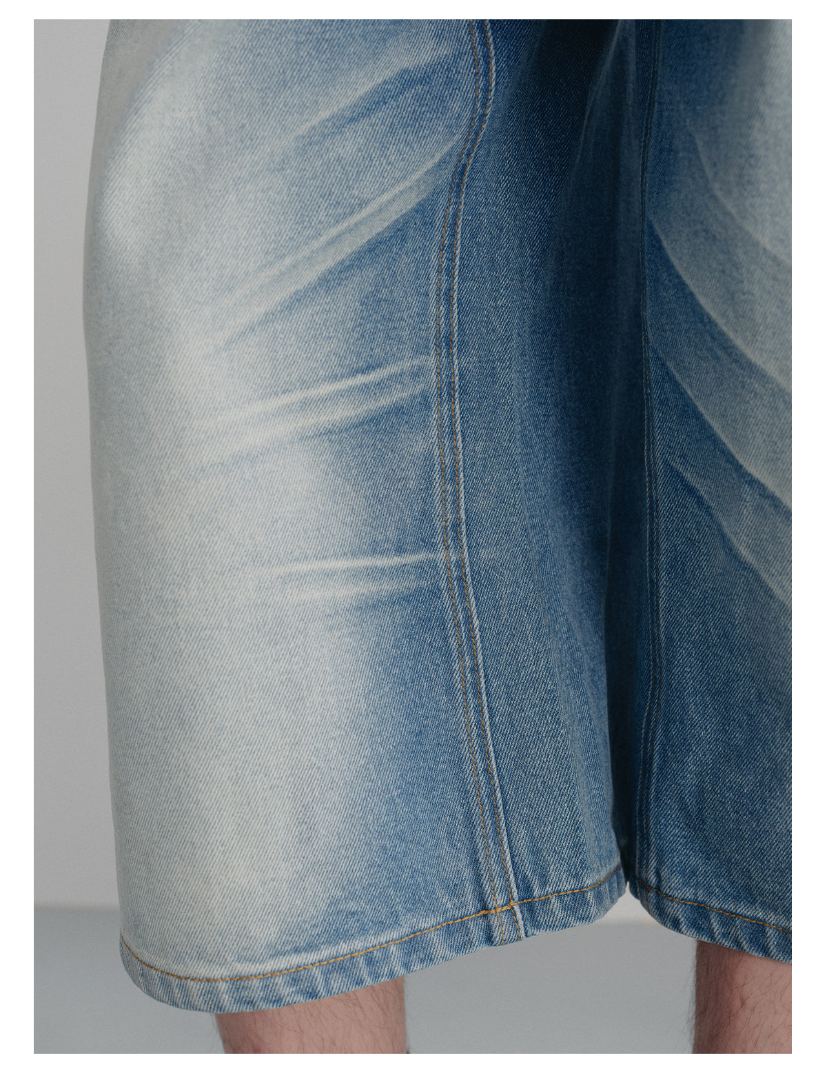 Ice Blue Denim Cropped Pants