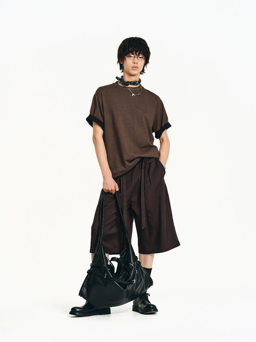 Faux Two Piece Round Neck T-Shirt