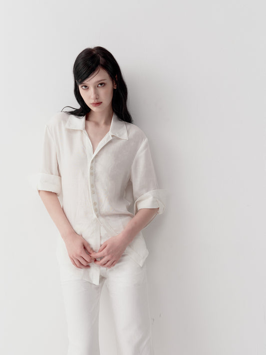 Shirt with Diagonal Placket and Slit
