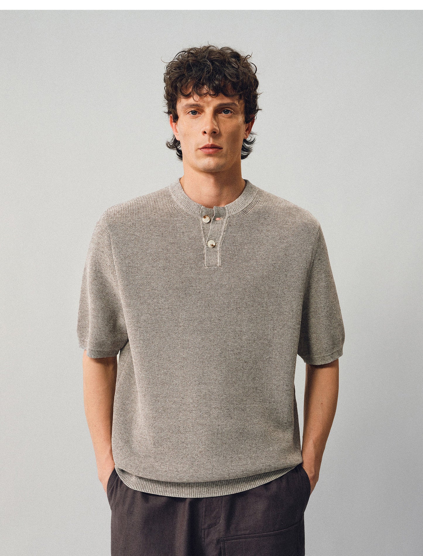 Henley Neck Linen Knit