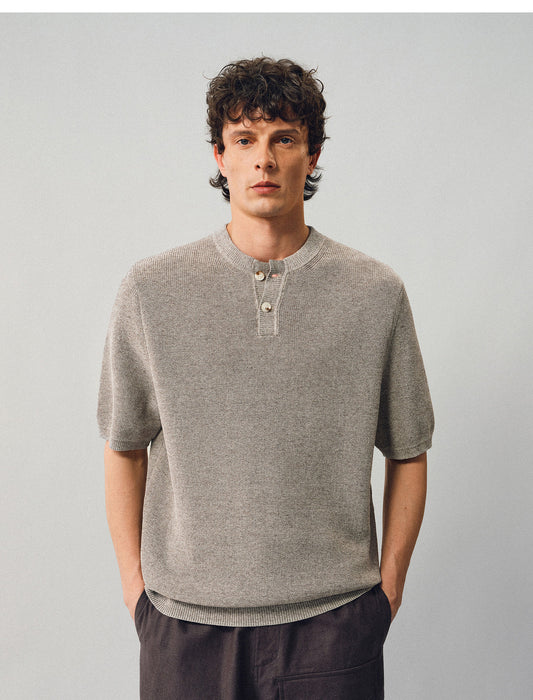 Henley Neck Linen Knit