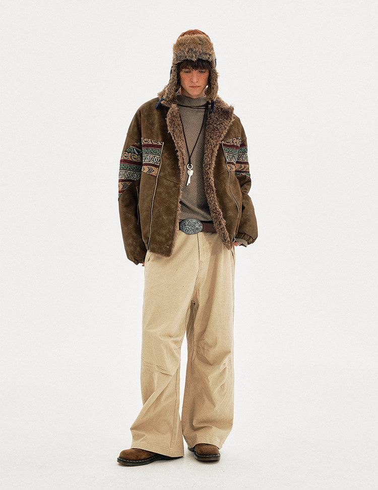 Faux Suede Embroidered Jacket