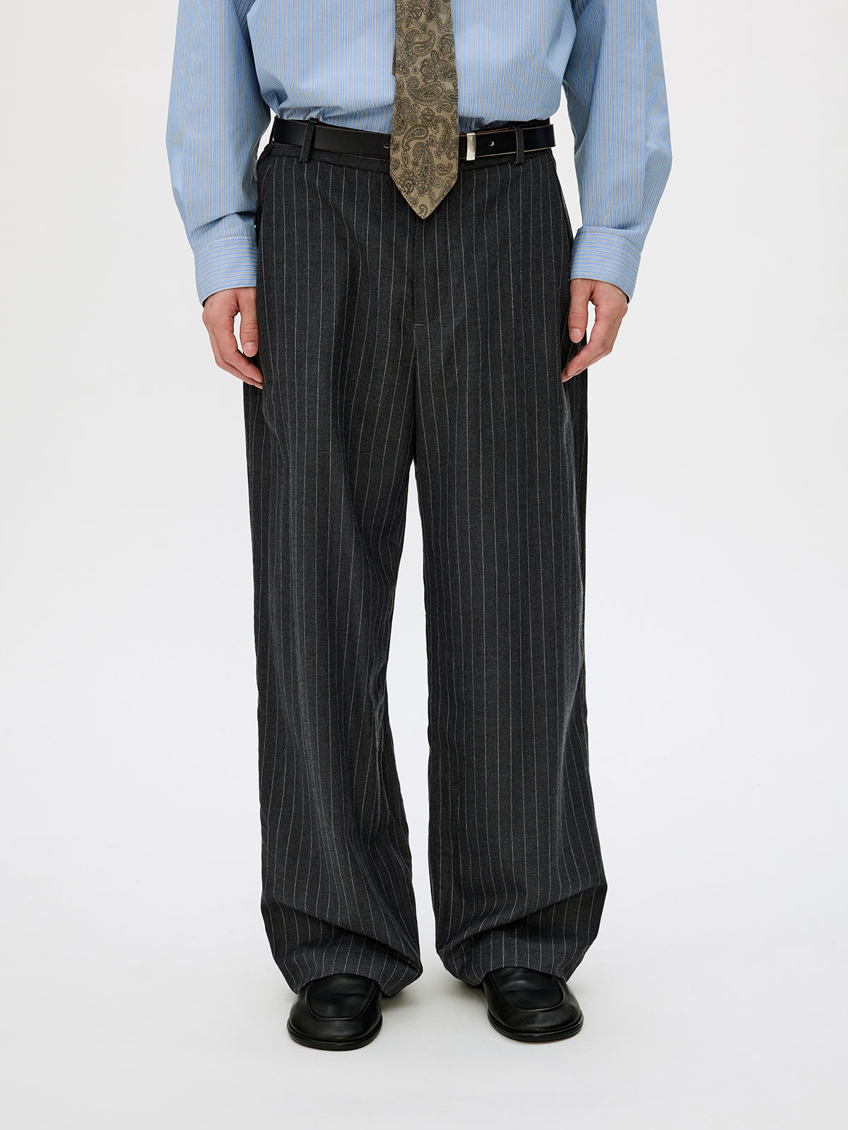 Straight-Leg Pleated Casual Pants