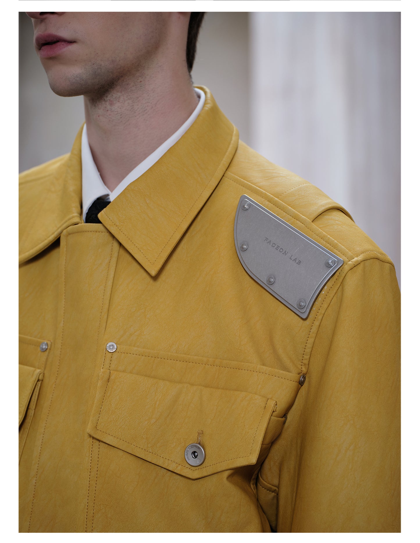 Original Metal Shoulder Leather Jacket