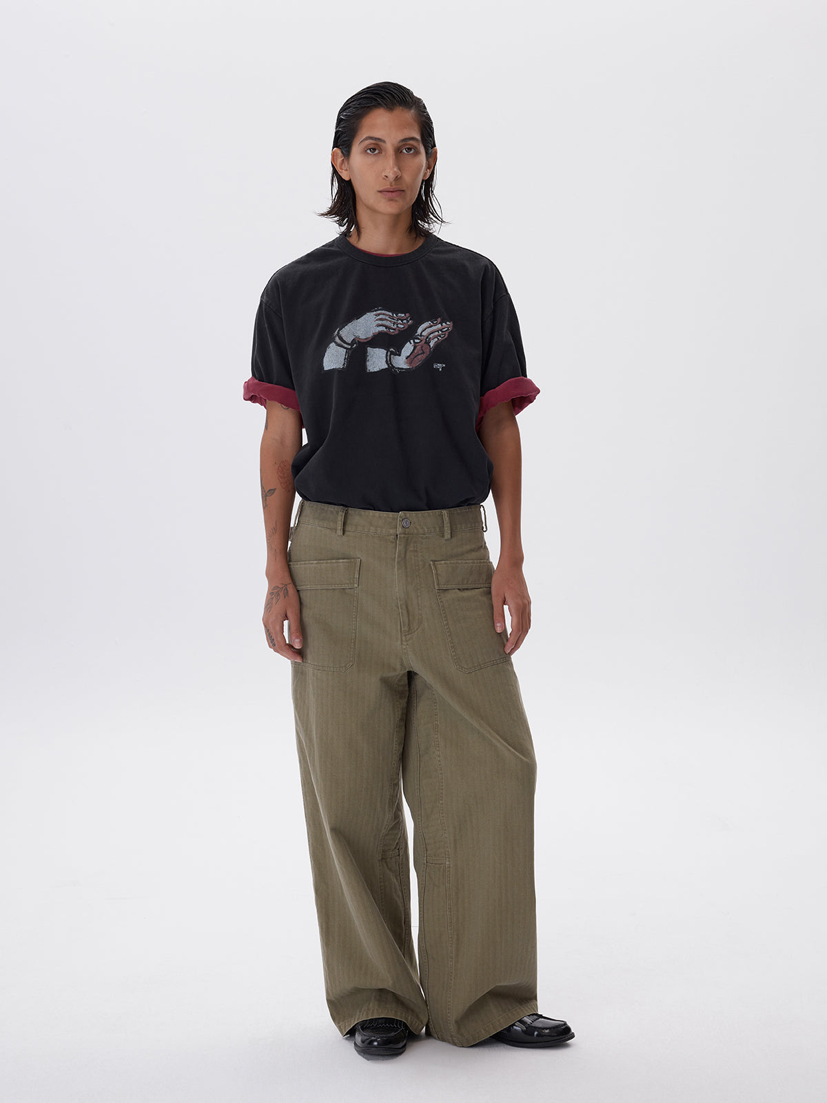 Casual pants with patch pockets