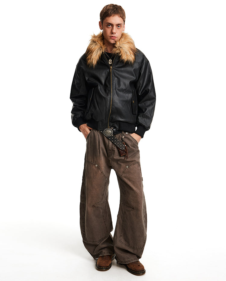 Fur Collar Leather Jacket