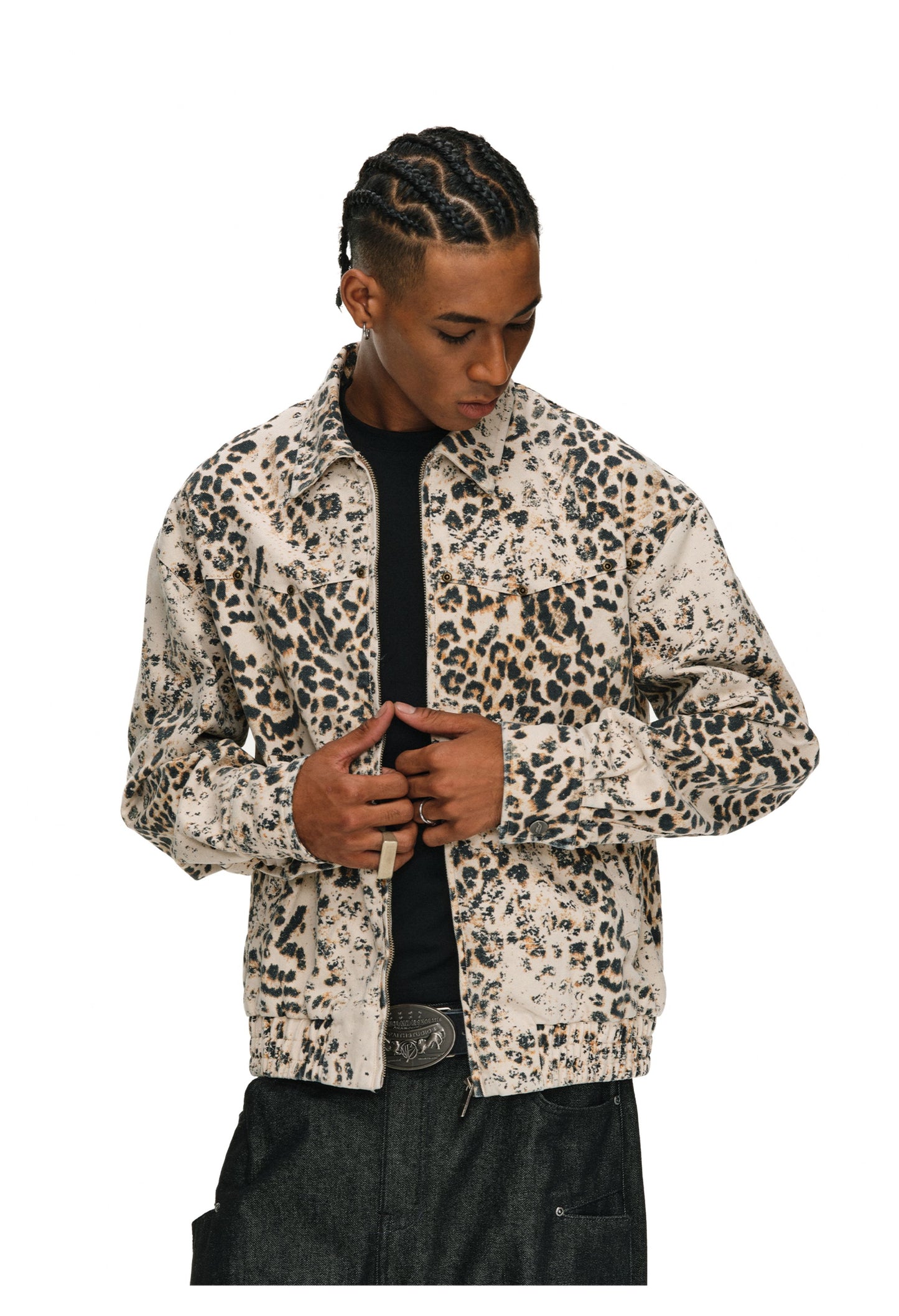 Retro Wash Leopard Print Jacket