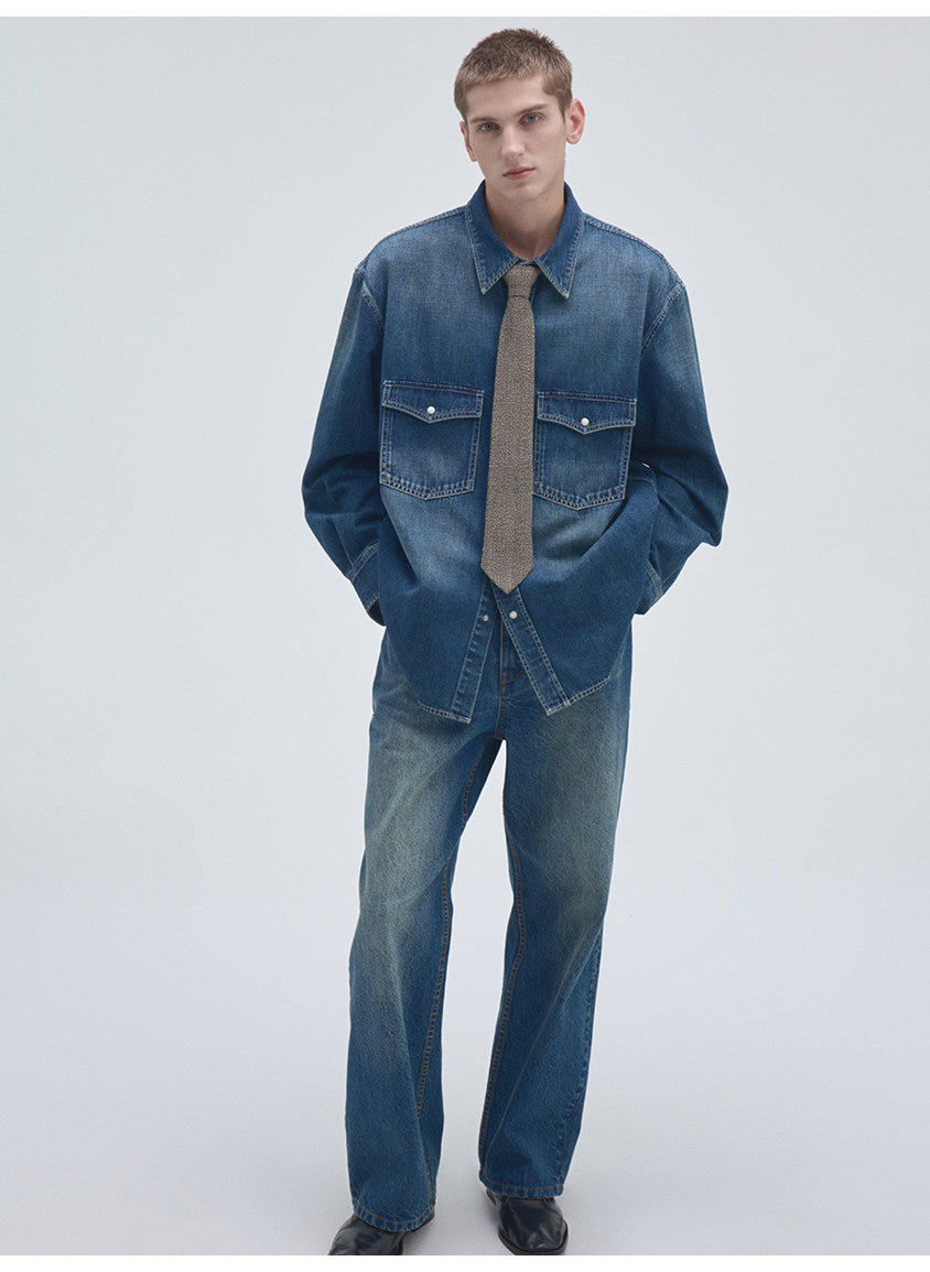Classic Pocket Retro Denim Shirt