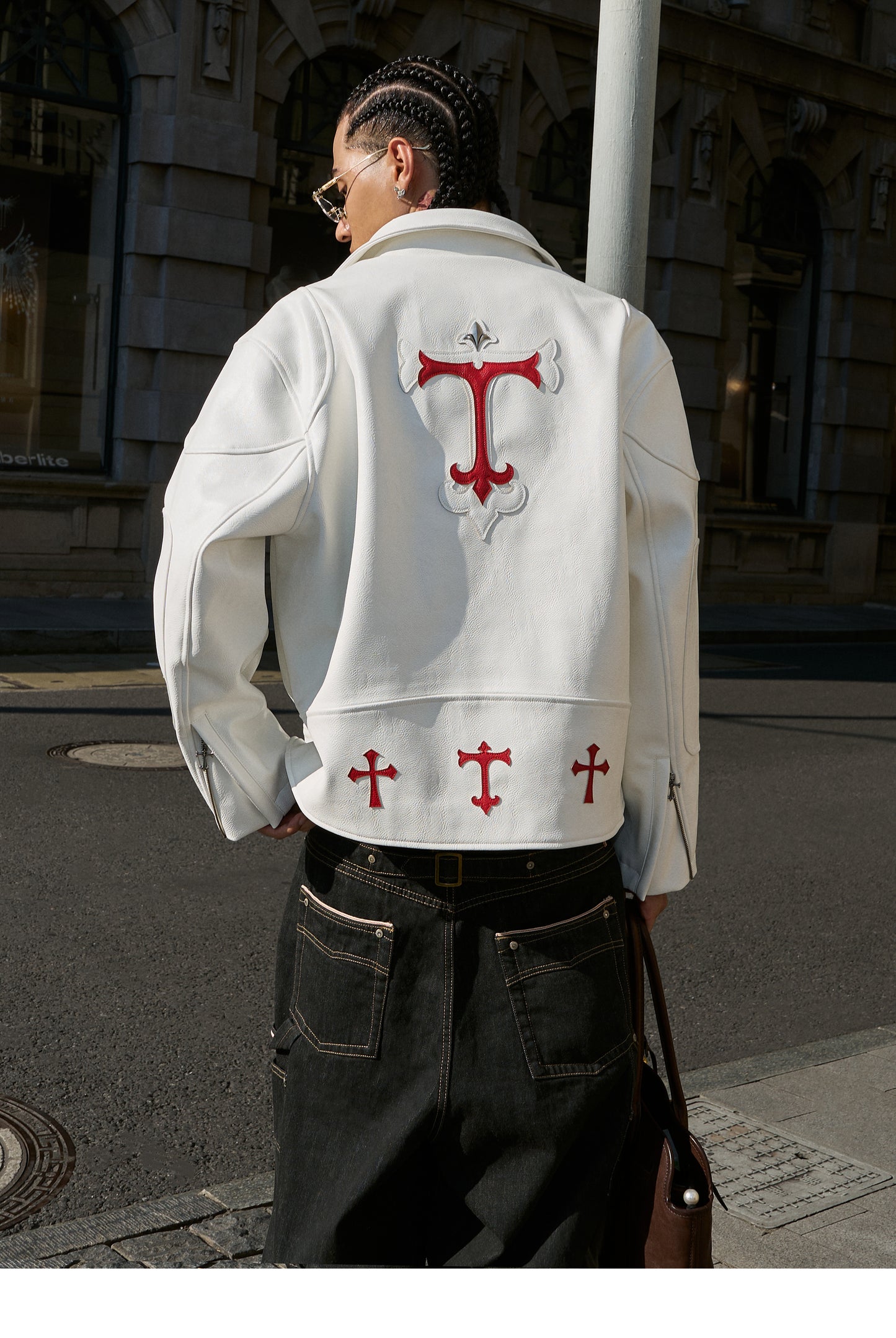 Wide Lapel Leather Jacket