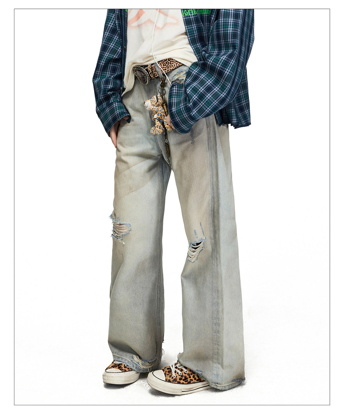 Yellow Mud-Dyed Straight-Leg Jeans