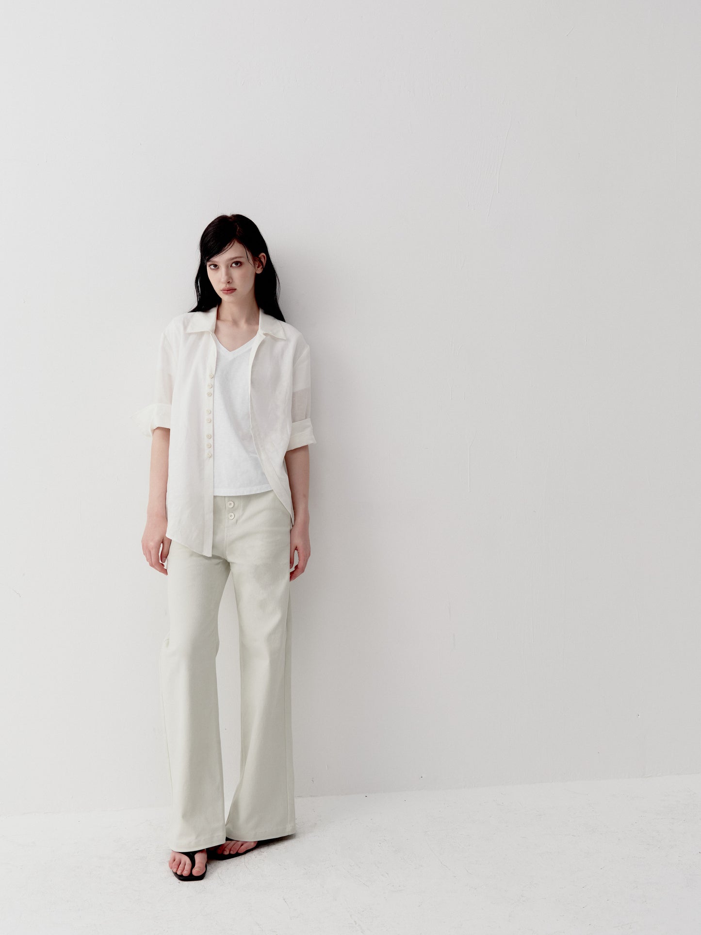 Button-Down Straight-Leg Pants