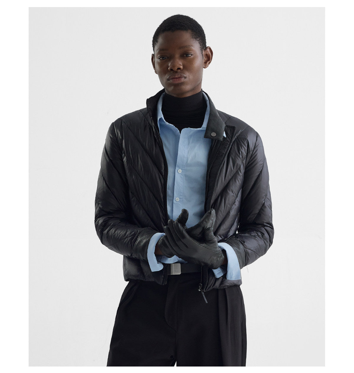 Stitched Radius-Pattern Quilted Down Jacket