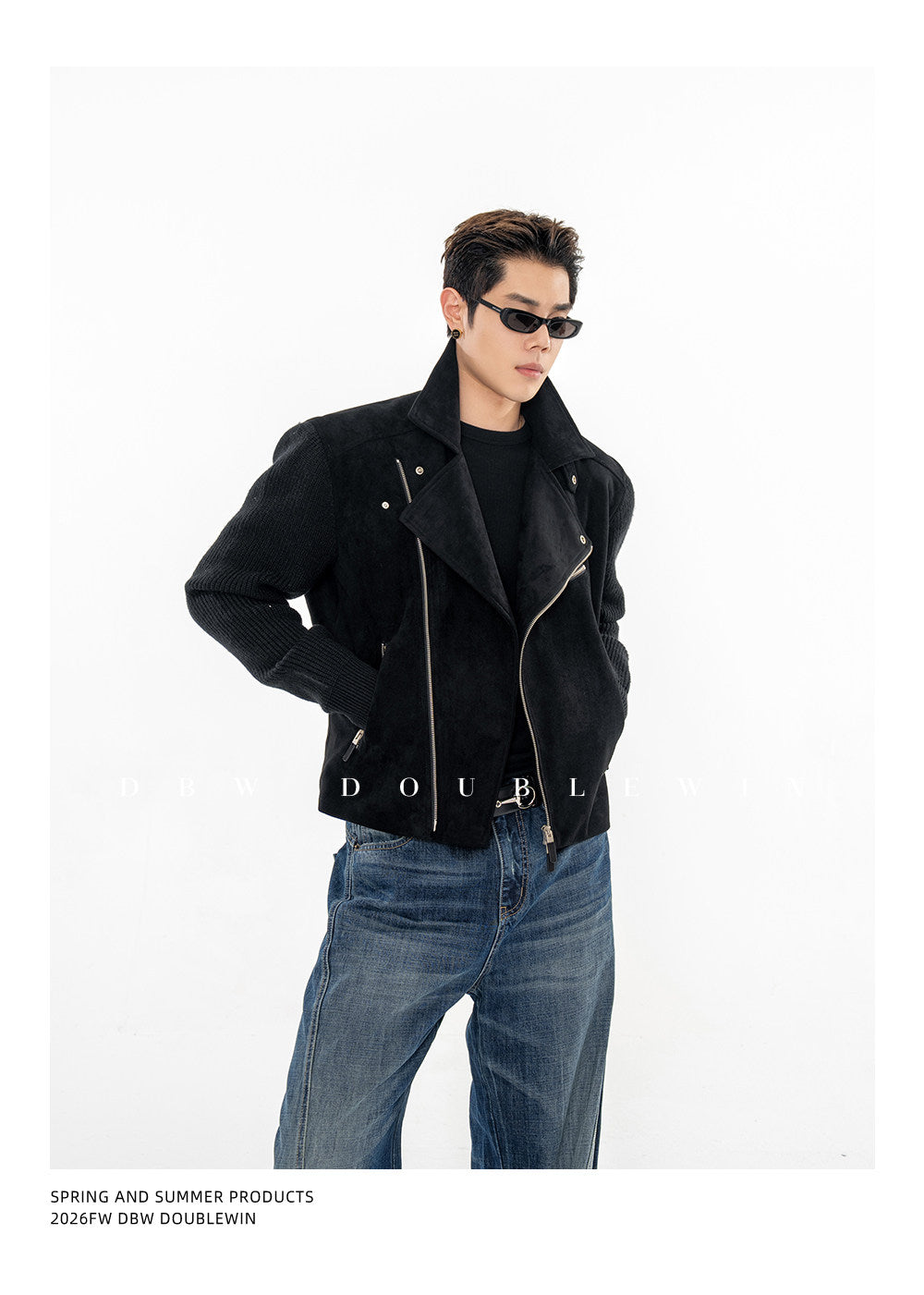 Rider Jacket with Diagonal Placket
