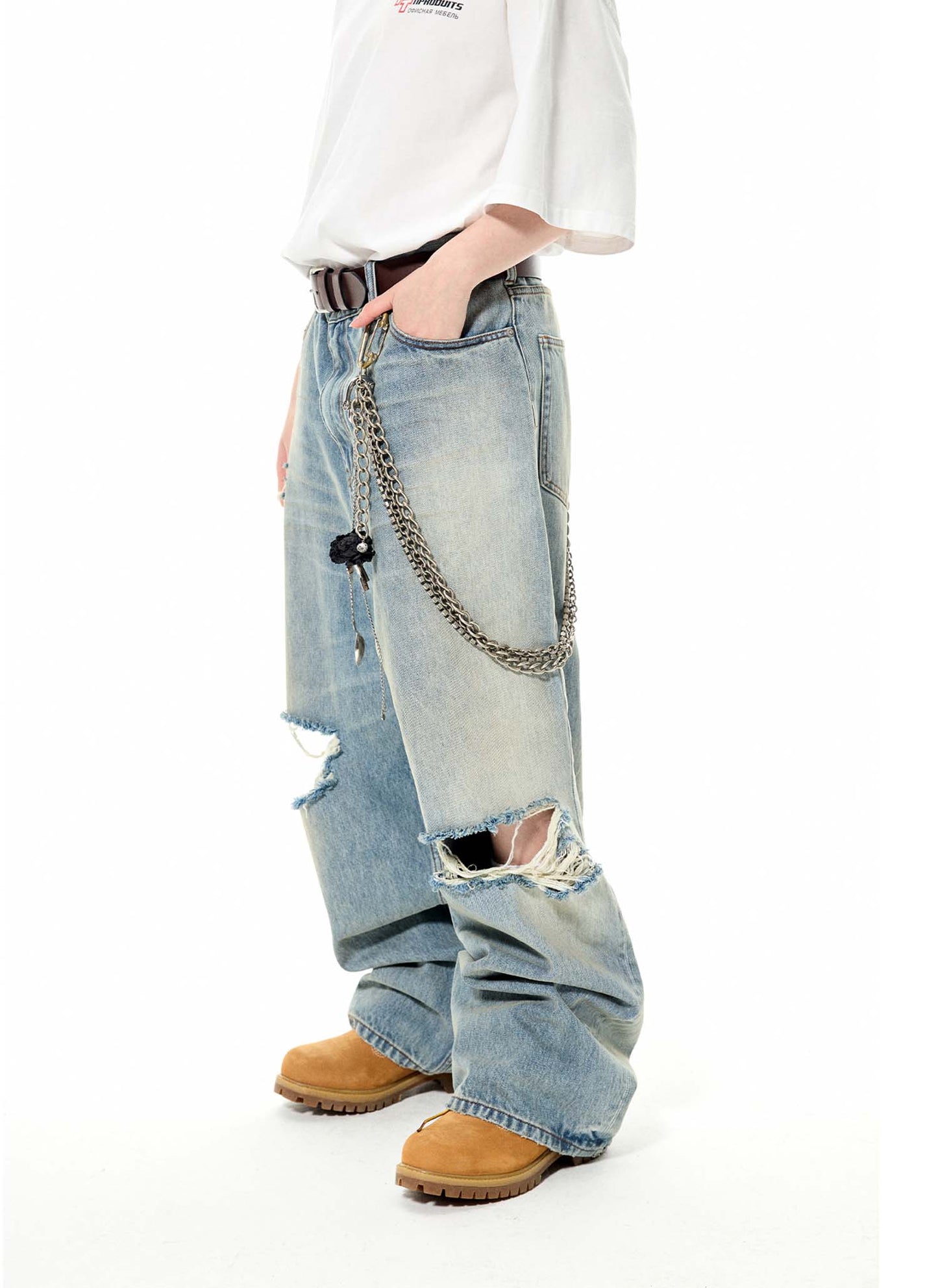 Washed Baggy Wide Leg Jeans