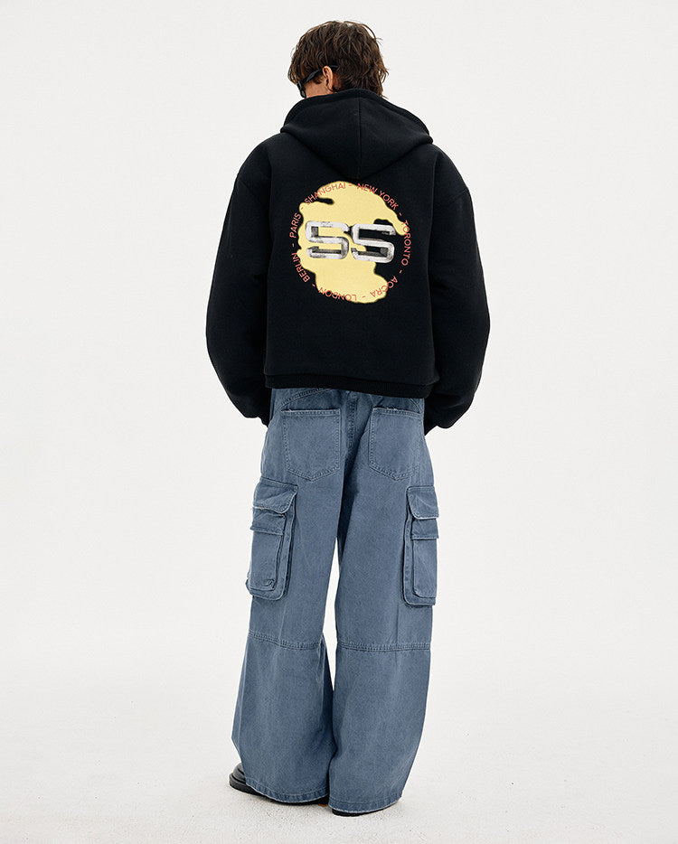 Street Patchwork Wash Denim Jacket