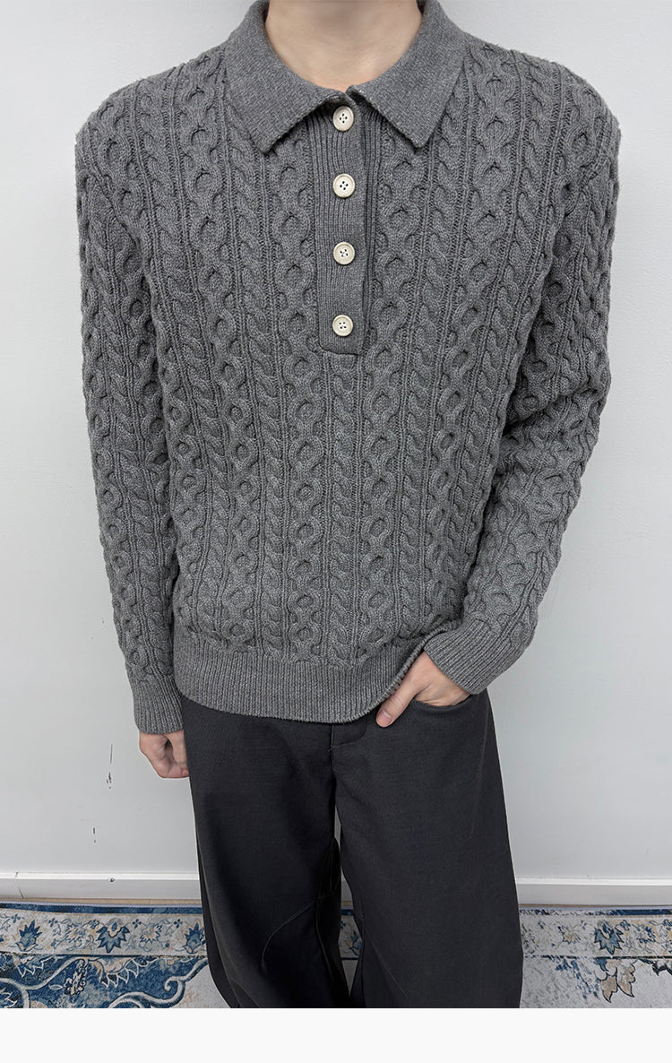 3D Twist Polo Sweater