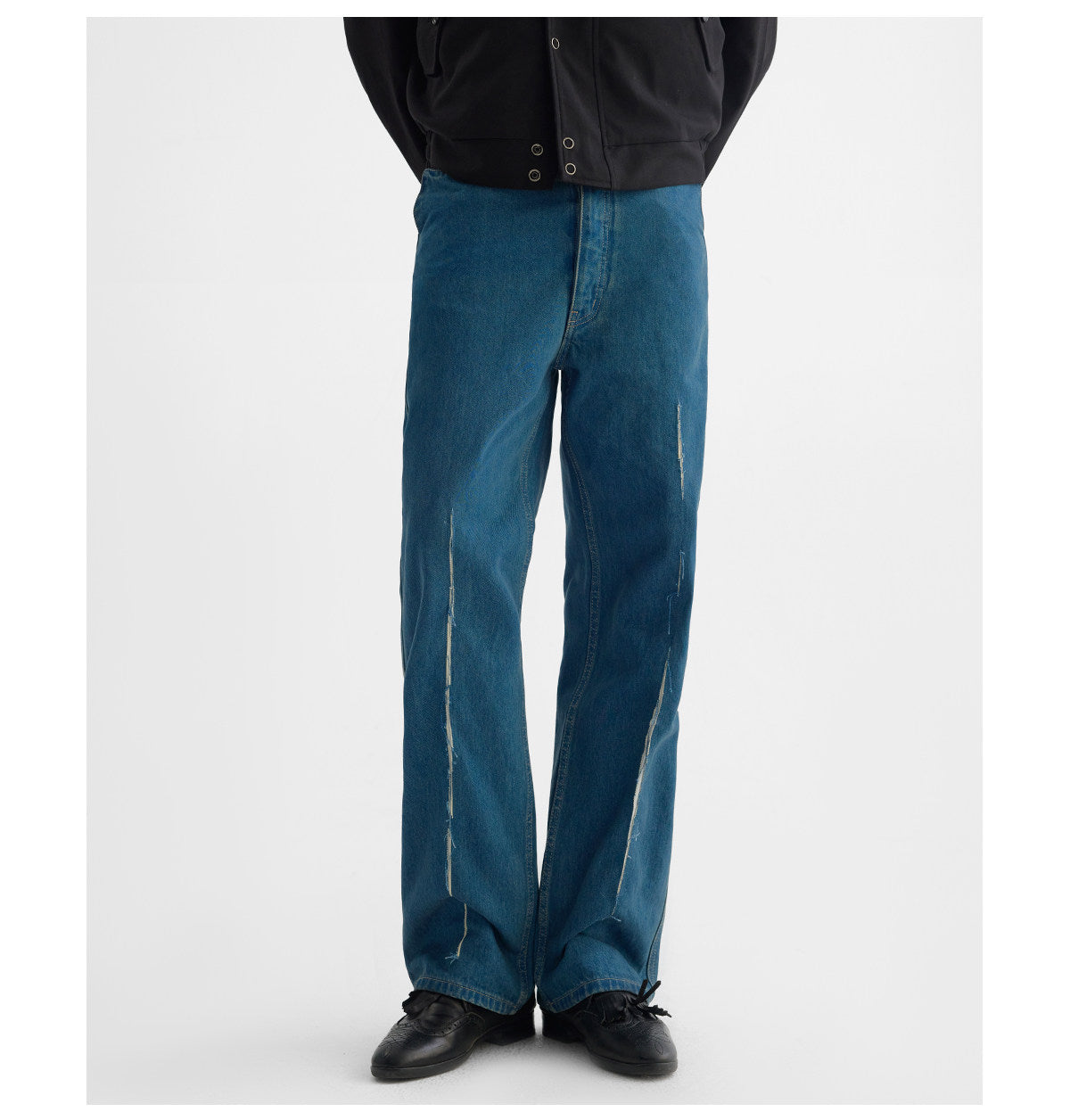Water-Washed Straight-Leg Denim Pants