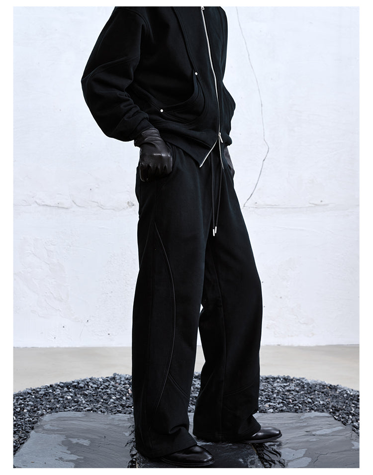 Three-dimensional cut sweat pants