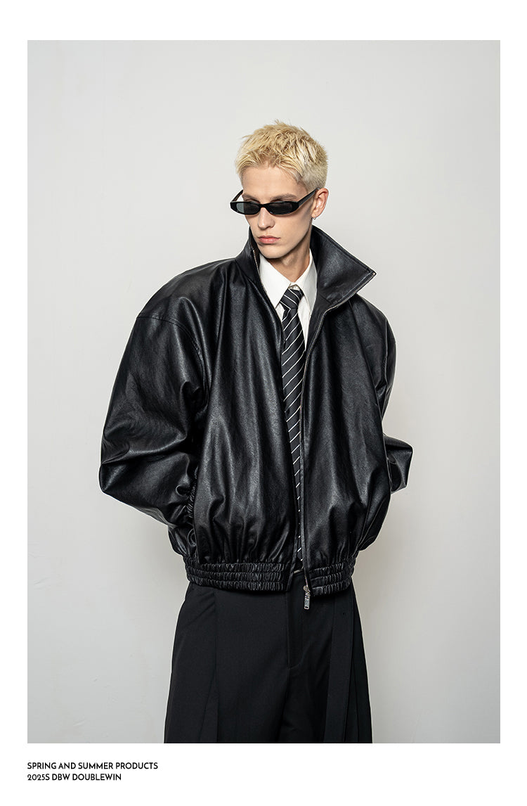 Draping Leather Jacket