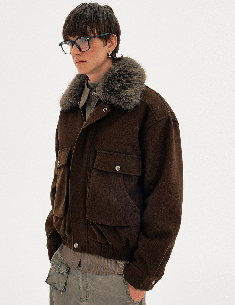 Old Money Style Fur Collar Jacket