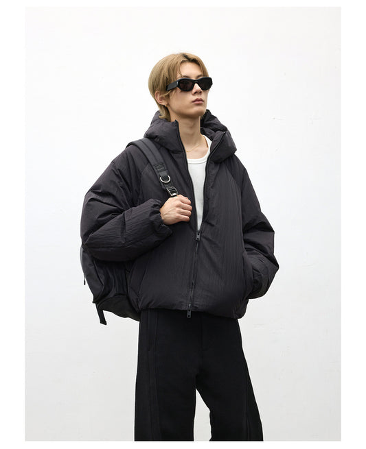 Nylon Textured Puffer Down Jacket
