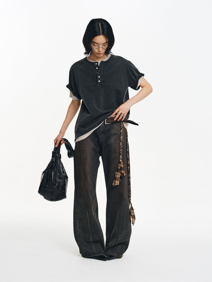 Distressed A-Line Jeans