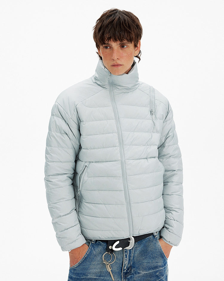 Simple Diagonal Zipper Down Jacket