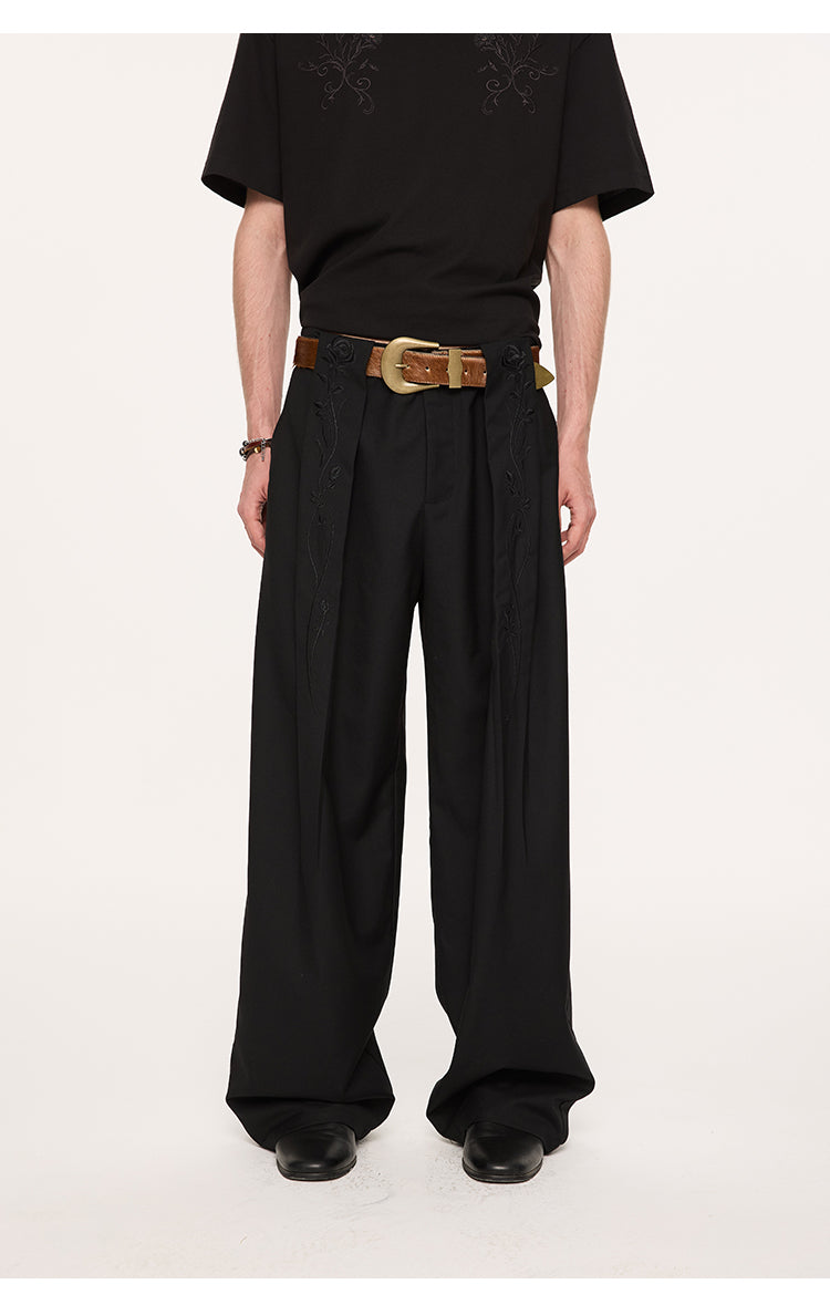 Draped straight casual pants