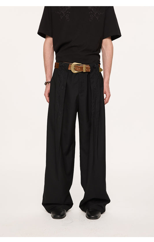 Draped straight casual pants