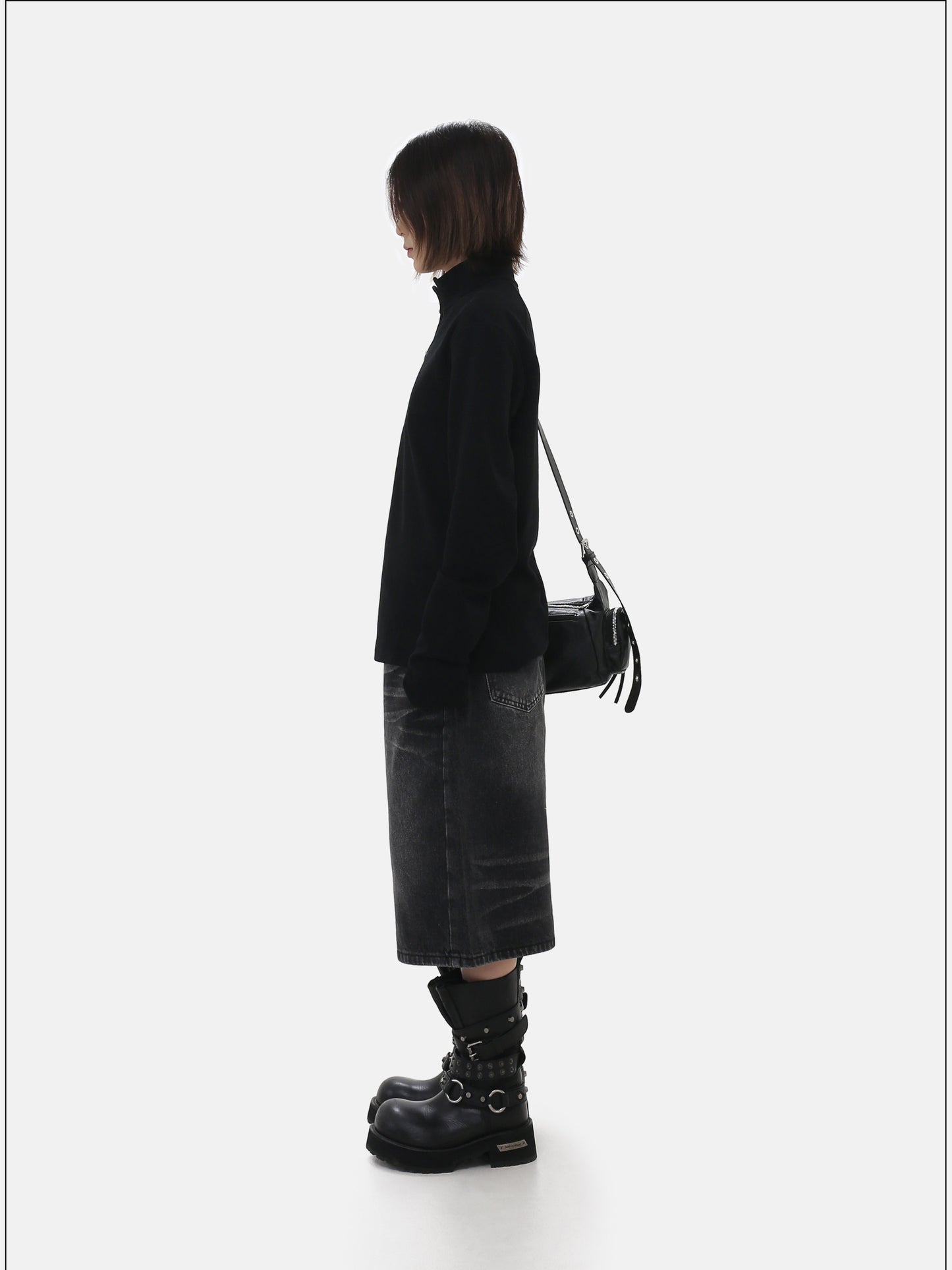Stand-up Collar Zipper Shirt