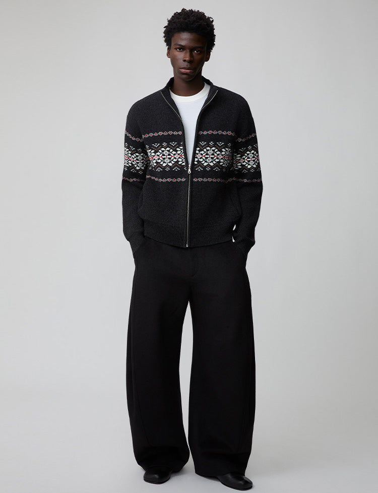 Thick Knit Stand Collar Jacket