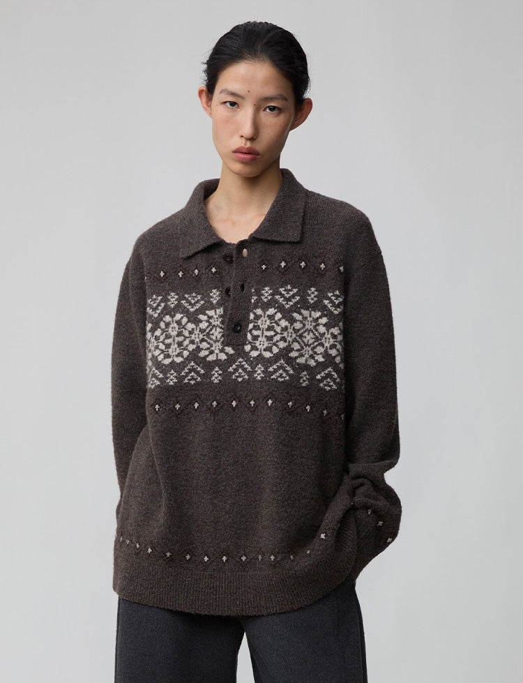 Polo Neck Pullover Sweater