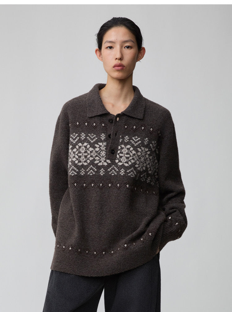 Polo Neck Pullover Sweater