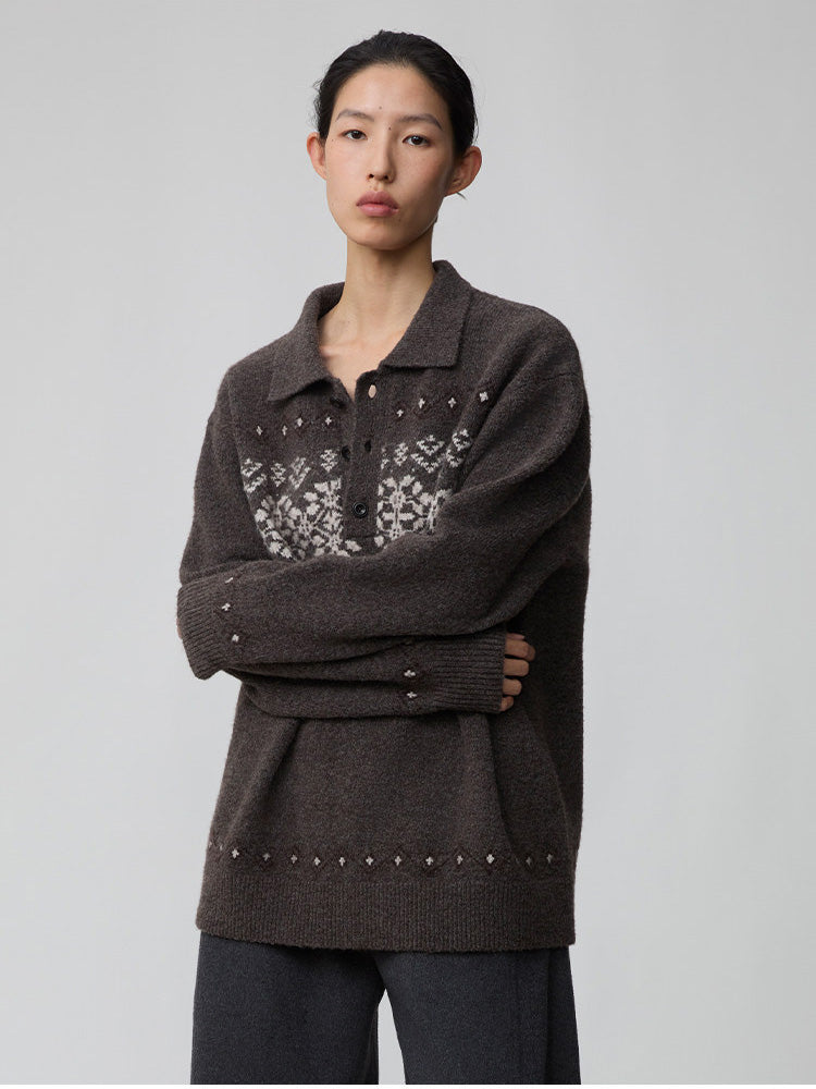 Polo Neck Pullover Sweater