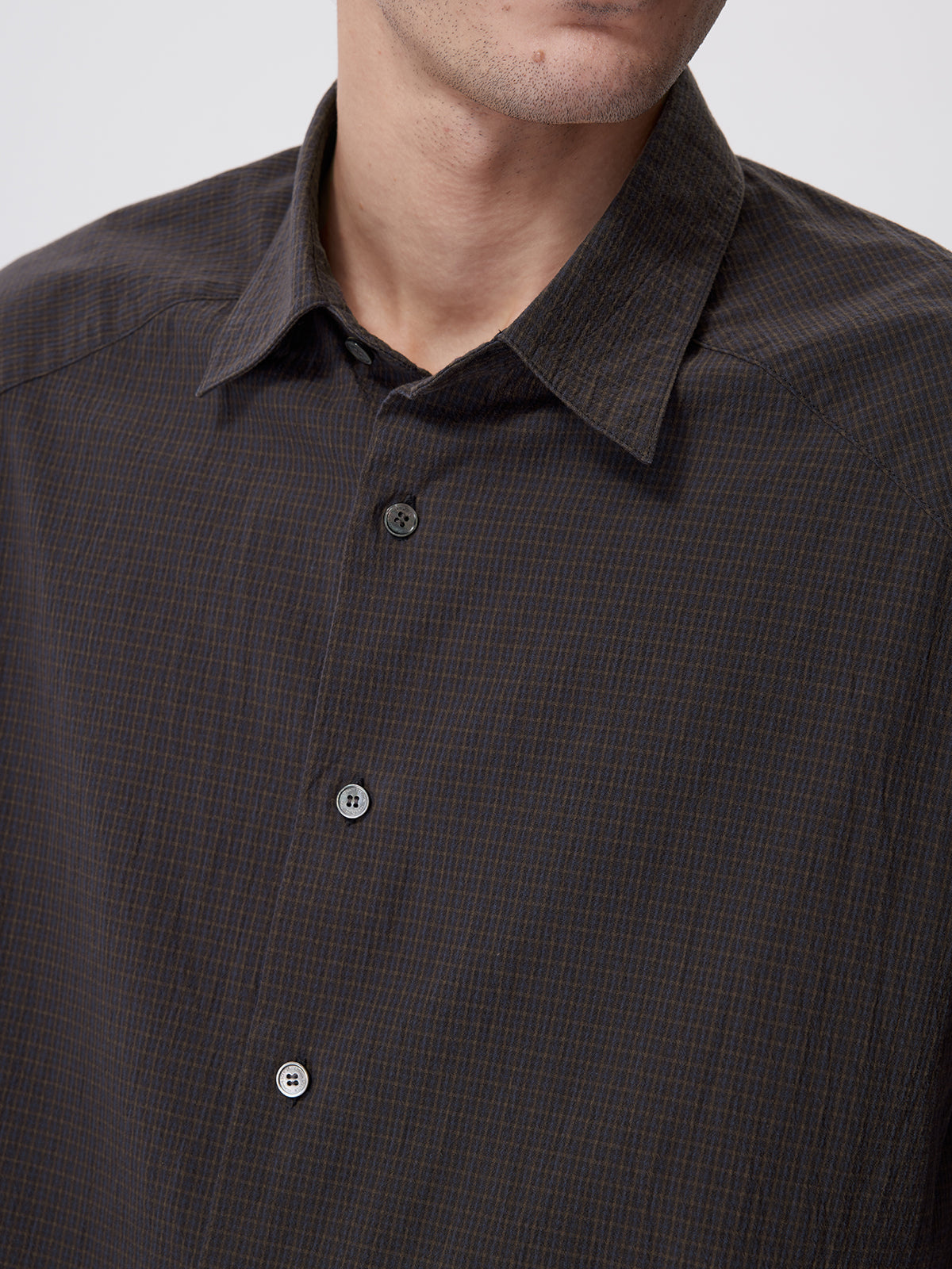 Pre-dyed fine check shirt