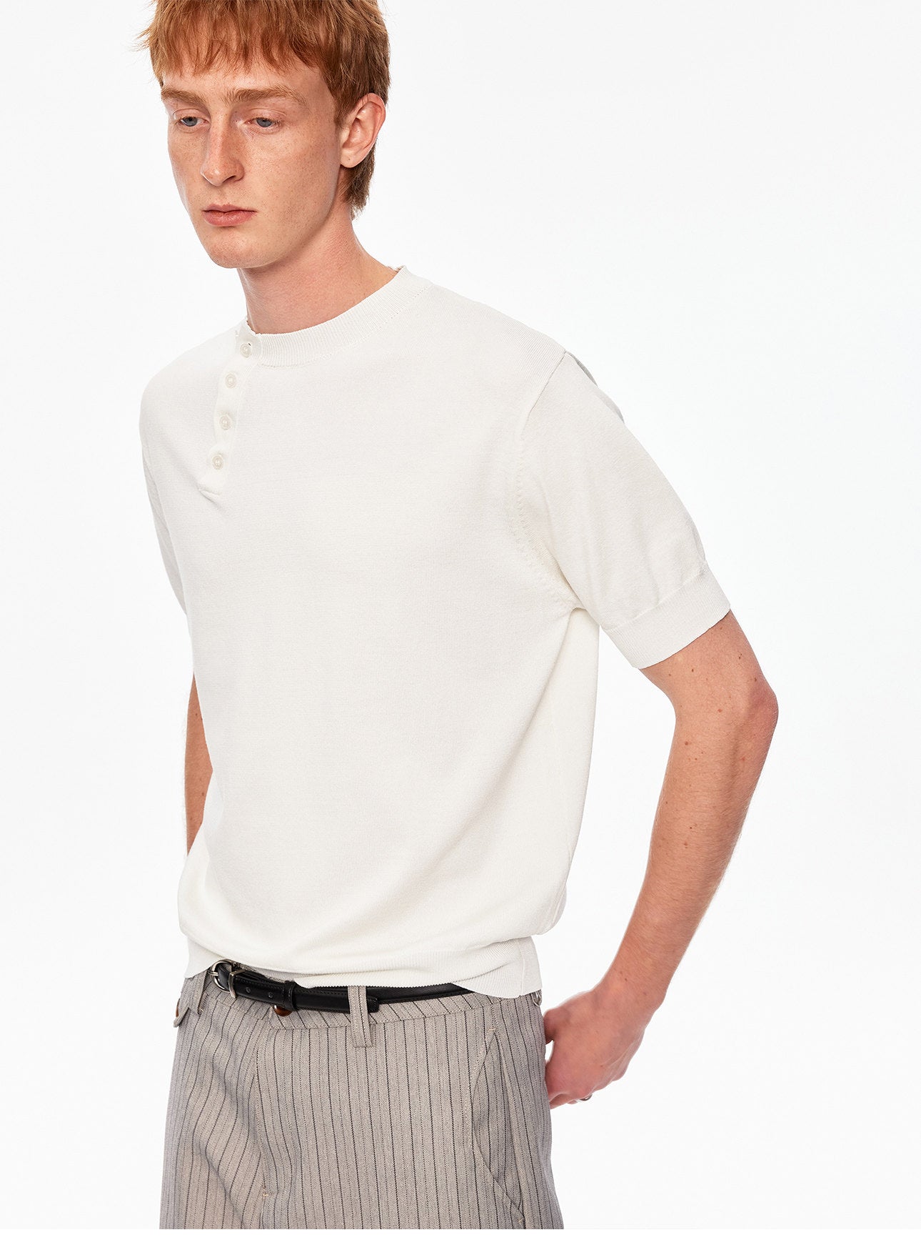 Crossover Henley-neck knit