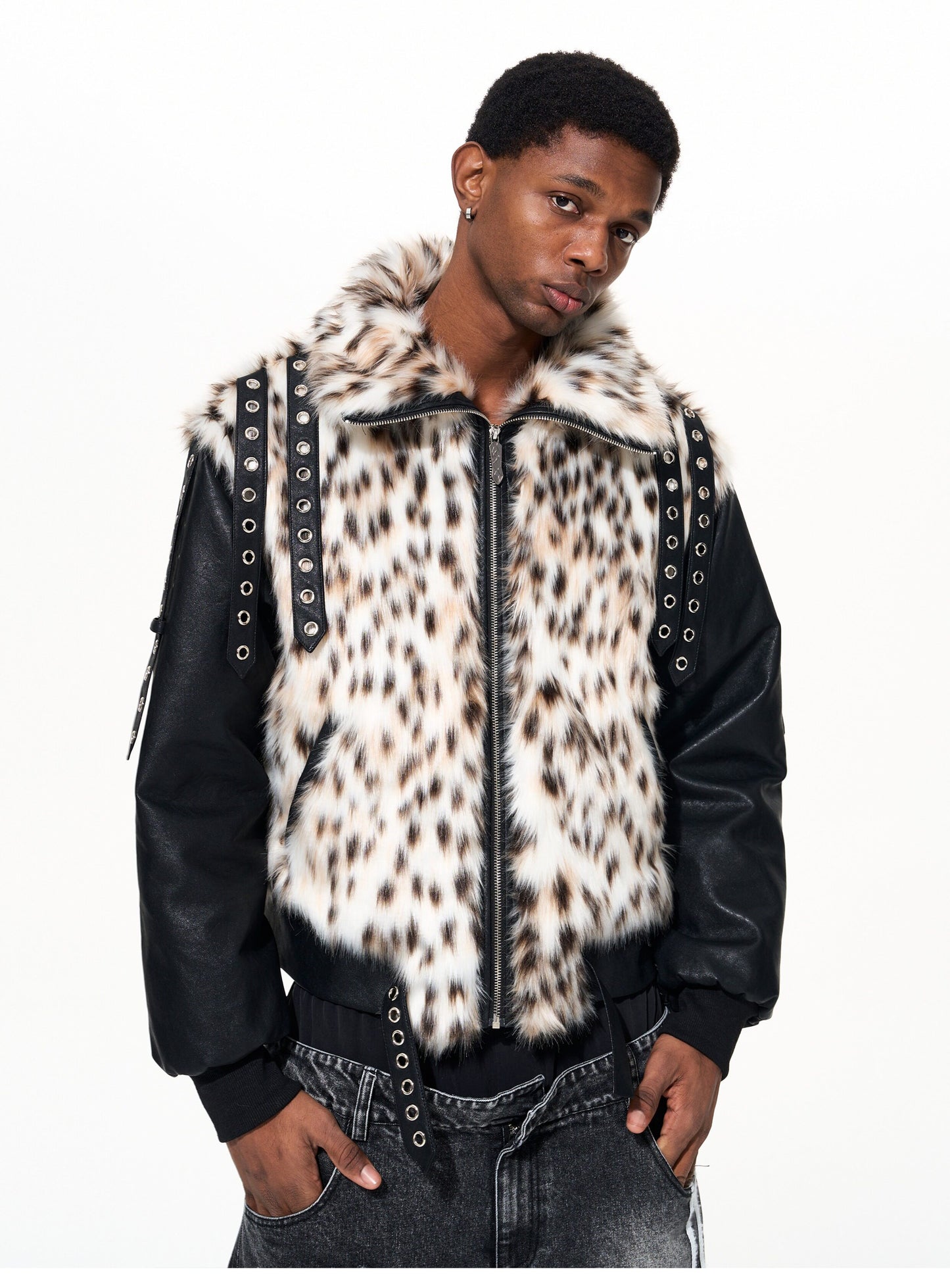 Mountain Carving Fur Padded Jacket