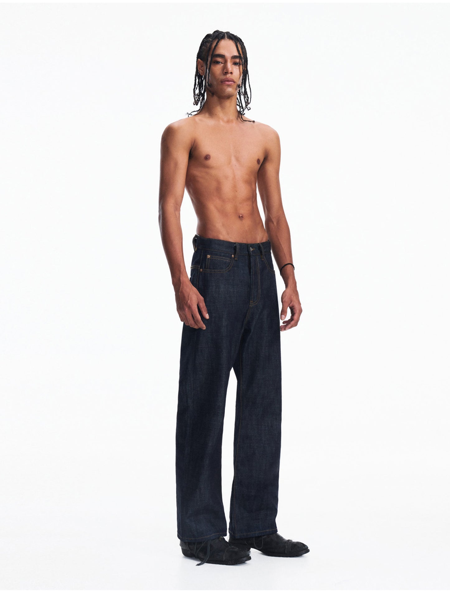 Wash-processed straight jeans