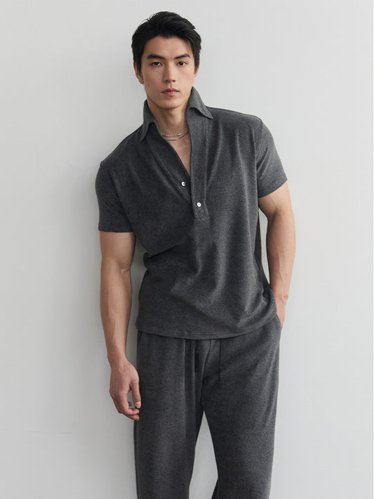 Half-Open Front Polo Shirt