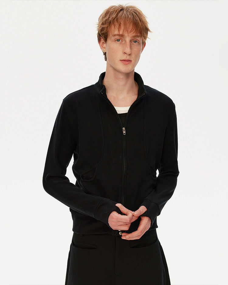 Stand-collar cropped sweatshirt