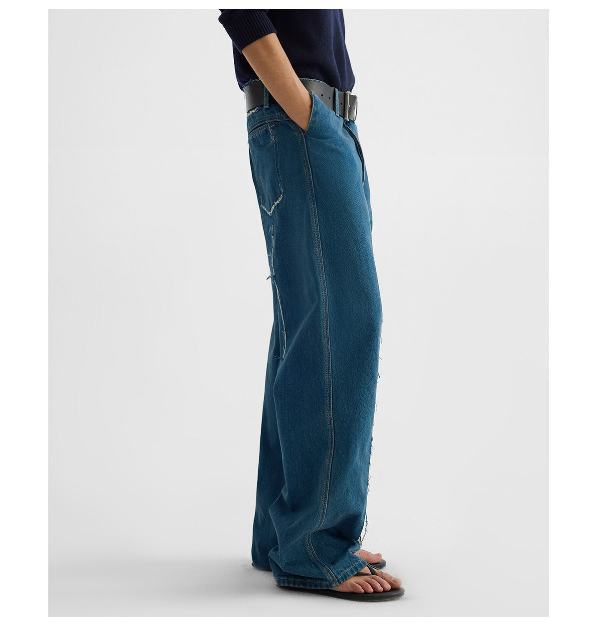 Water-Washed Straight-Leg Denim Pants