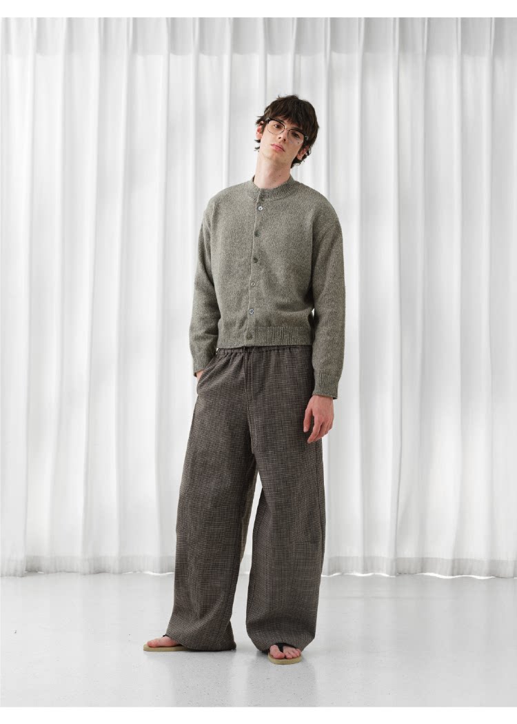 Houndstooth Wide-Leg Pants