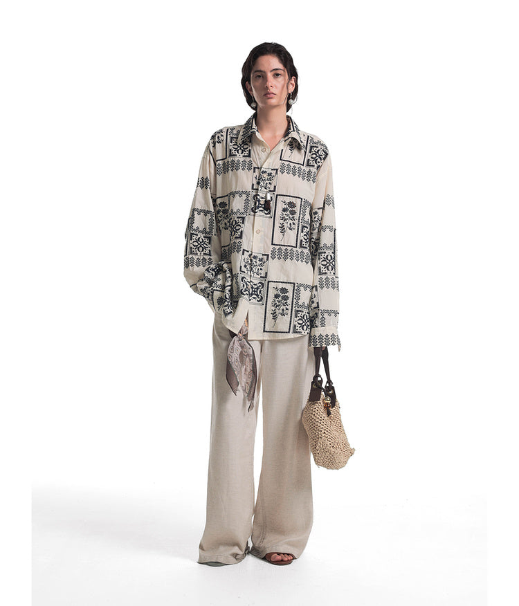 Embroidered contrast color shirt